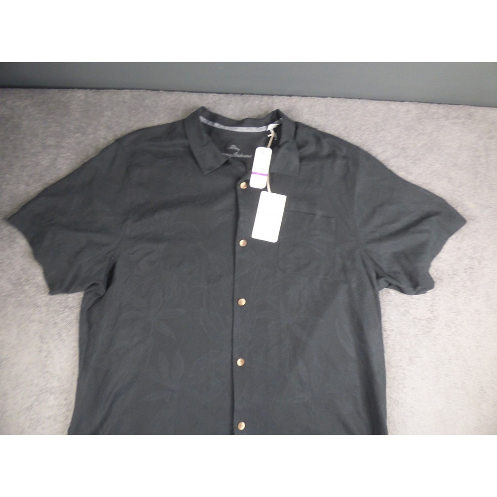 Tommy Bahama Al Fresco Tropics Shirt Mens XXL Black Jacquard T321440 New